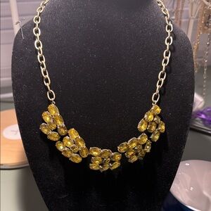 J. Crew Gold-Tone Necklace with Yellow Crystal Clusters